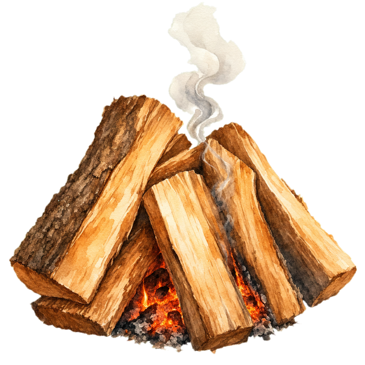fireplace watercolor illustration