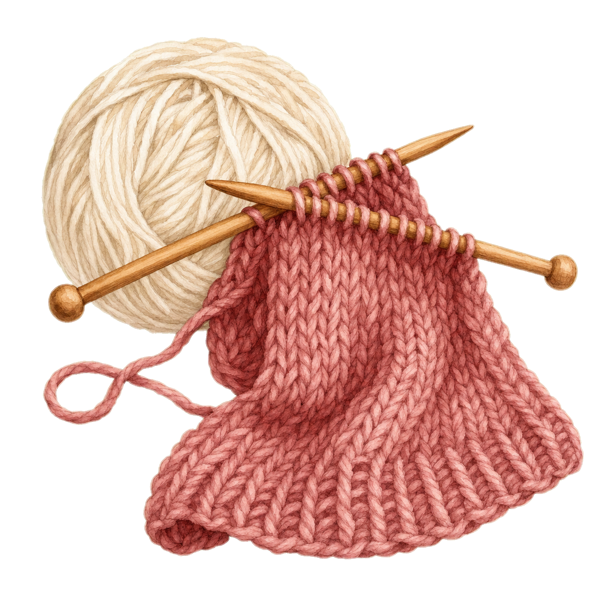 knitting watercolor illustration