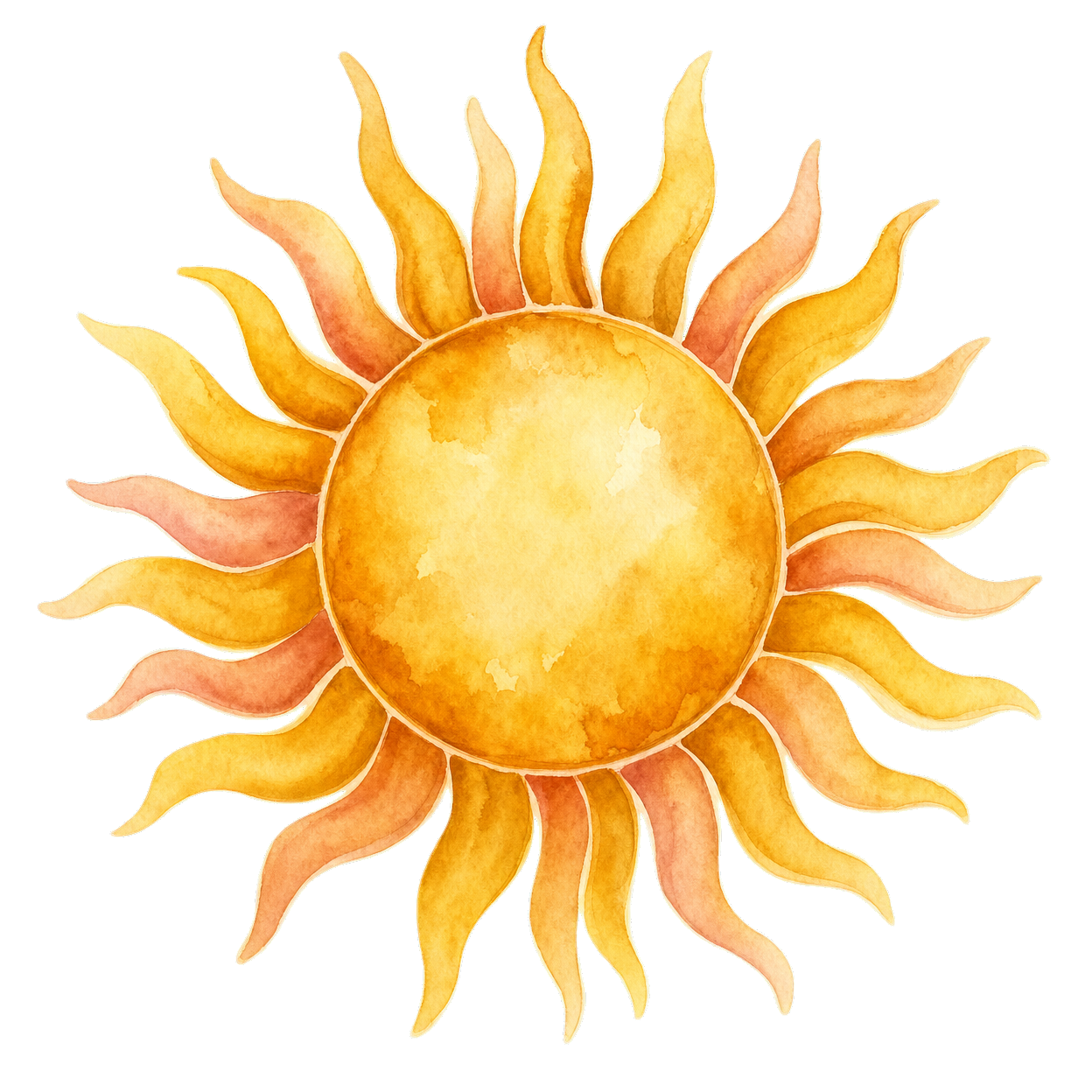 sun watercolor illustration